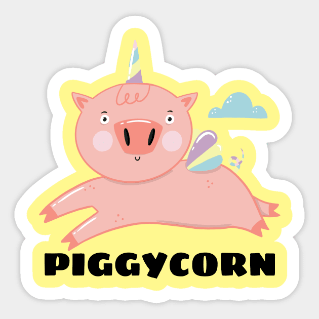 Piggycorn - Pig Pun Sticker by Allthingspunny